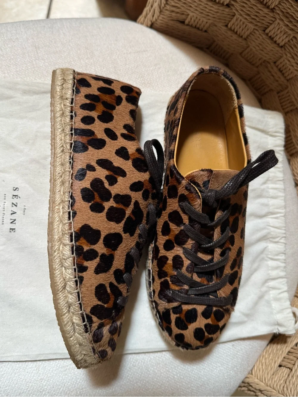 Sezane Julie Leopard Print Espadrille Sneakers - Women size 39 NWOB